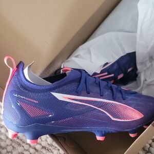 Puma Kids Soccer Cleats in Navy and Pink